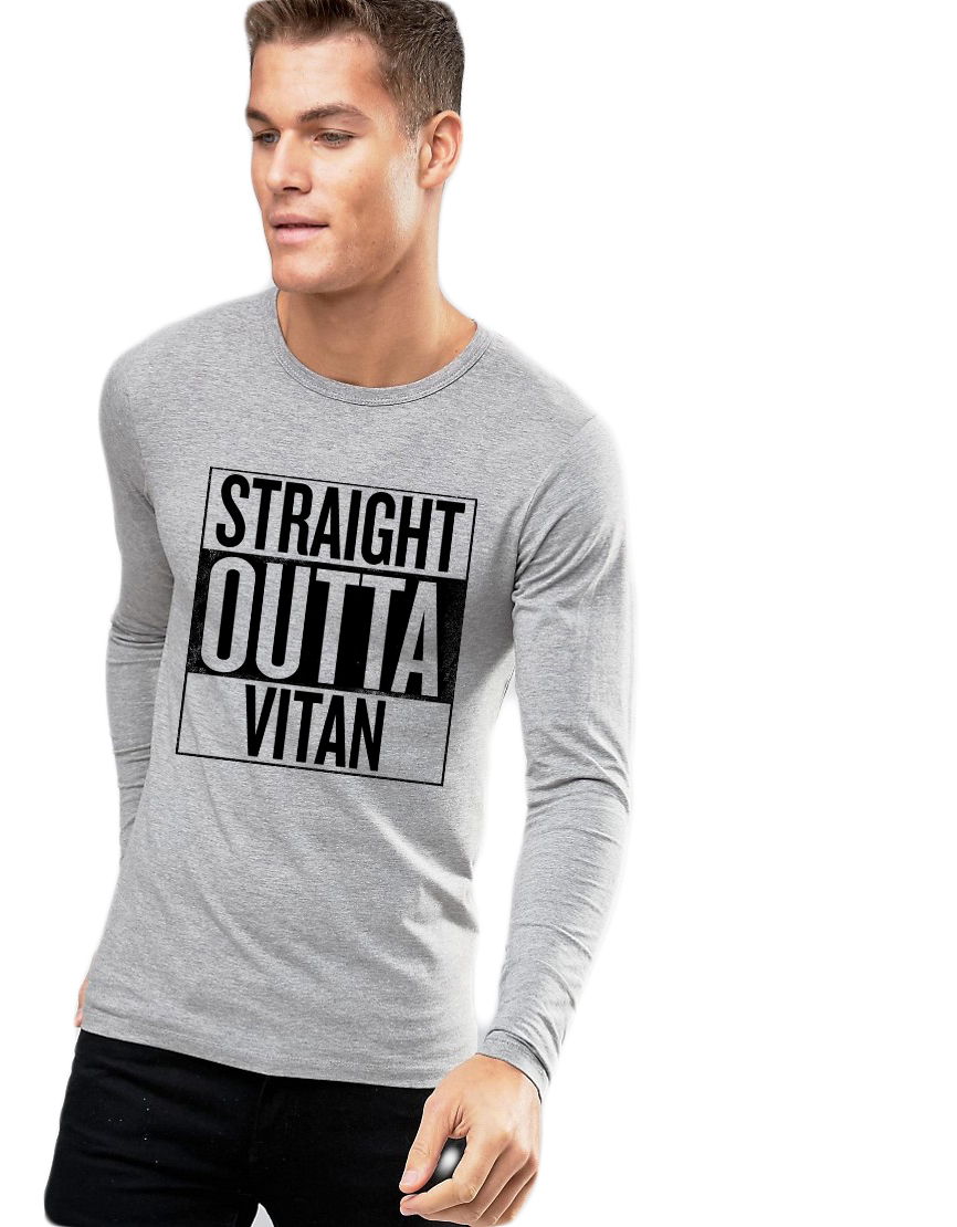 Bluza barbati gri cu text negru - Straight Outta Vitan - CATEGORIE